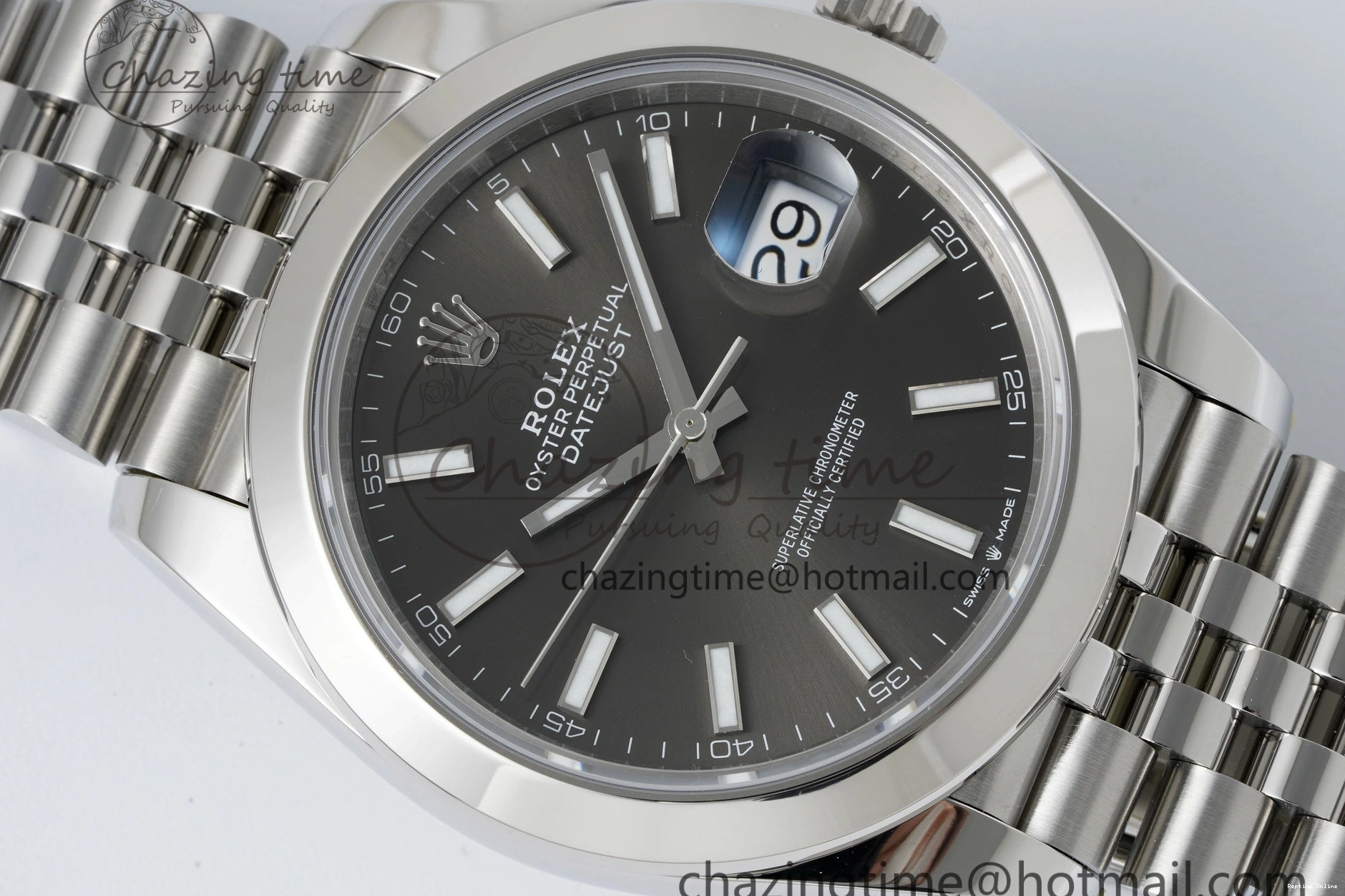 0419 OdorResistant DateJust 41 SS Polished Bezel KING 1:1 Best Edition 904L Steel Gray Stick Dial on Jubilee Bracelet VR 2207
